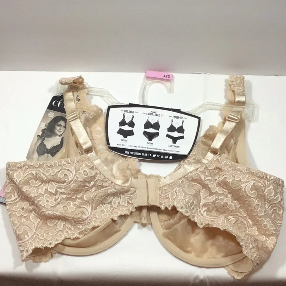 Smart & Sexy Beige Lace Unlined Underwire Bra 42D NWT